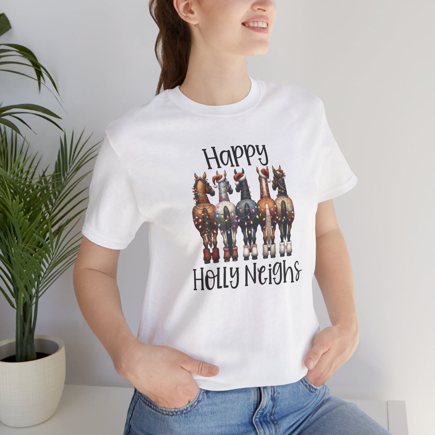 Happy Holly Neighs Christmas Holiday Horse Shirt (Adult)