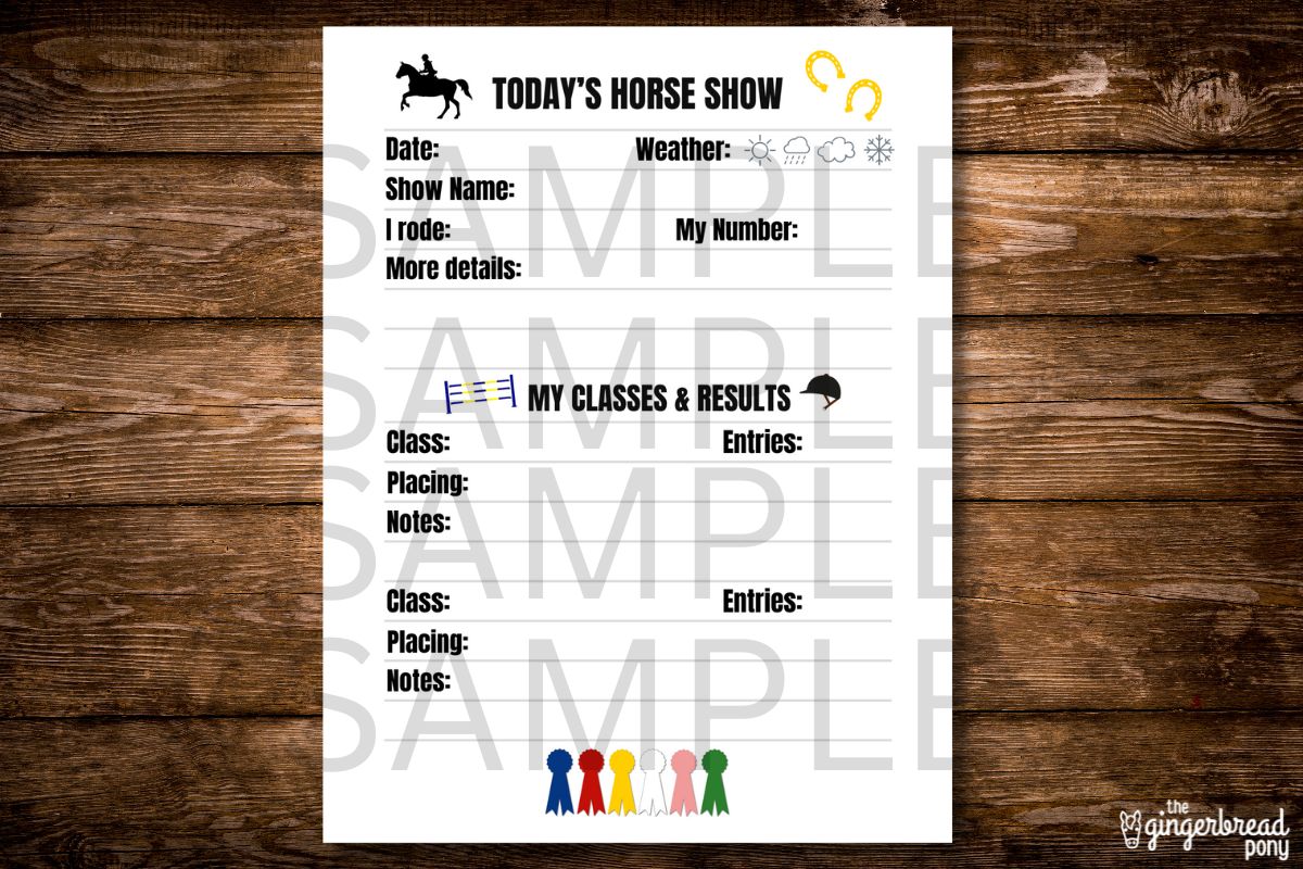 Printable Horse Show Journal Pages