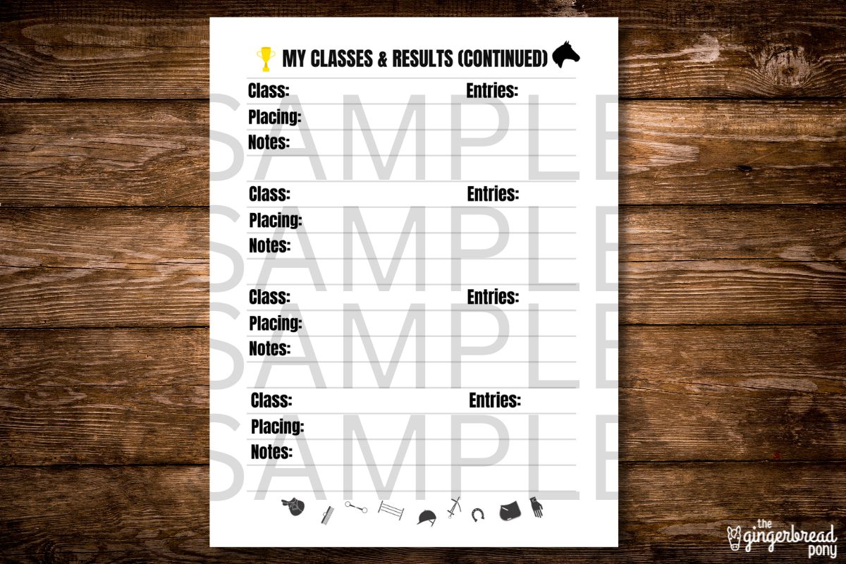 Printable Horse Show Journal Pages