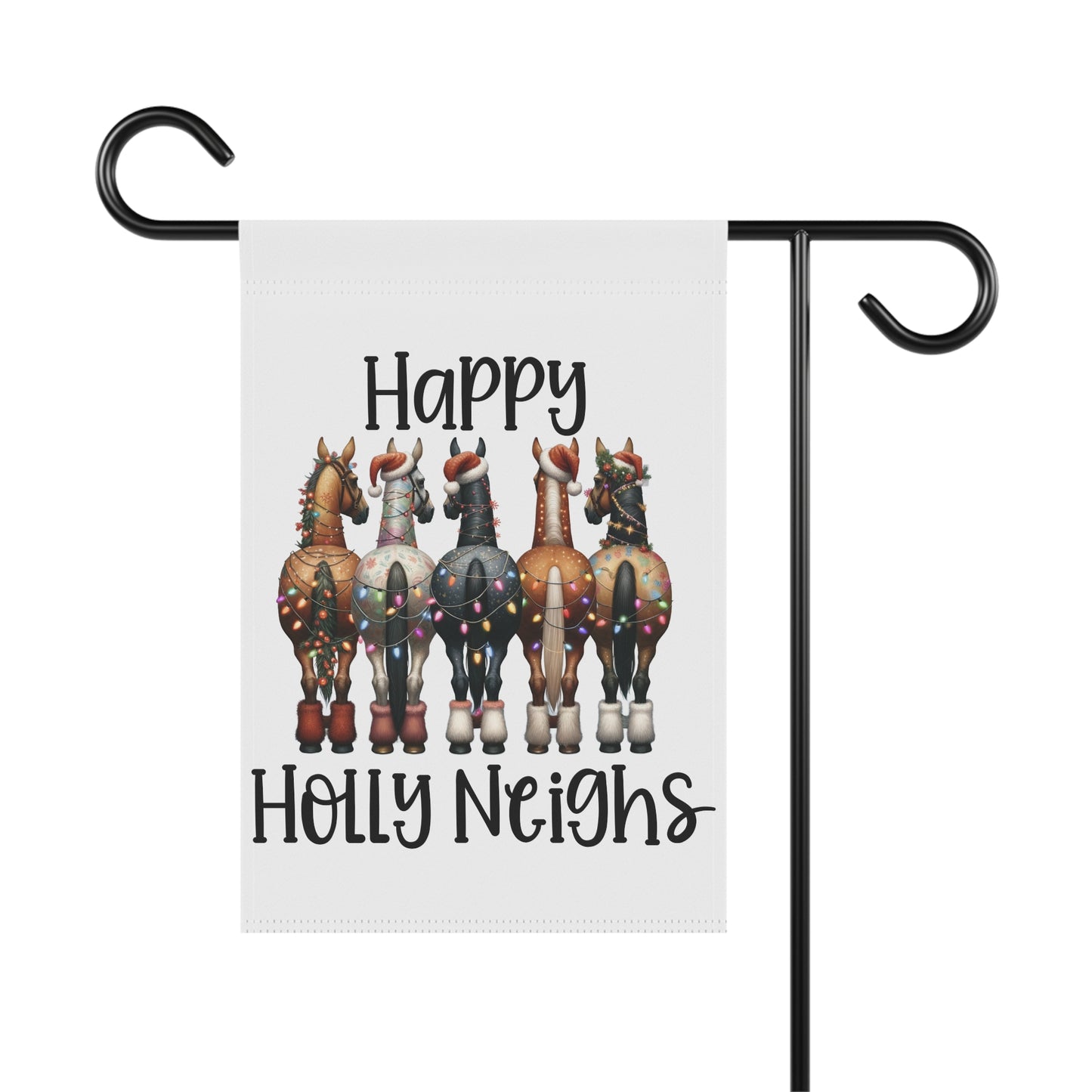 Happy Holly Neighs Christmas Horse Garden Flag