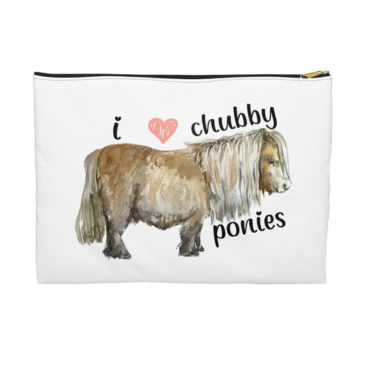 I Love Chubby Ponies Zipper Pouch Bag