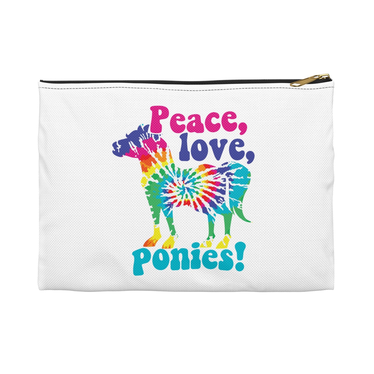 Peace Love Ponies Tie Dye Zipper Pouch Bag