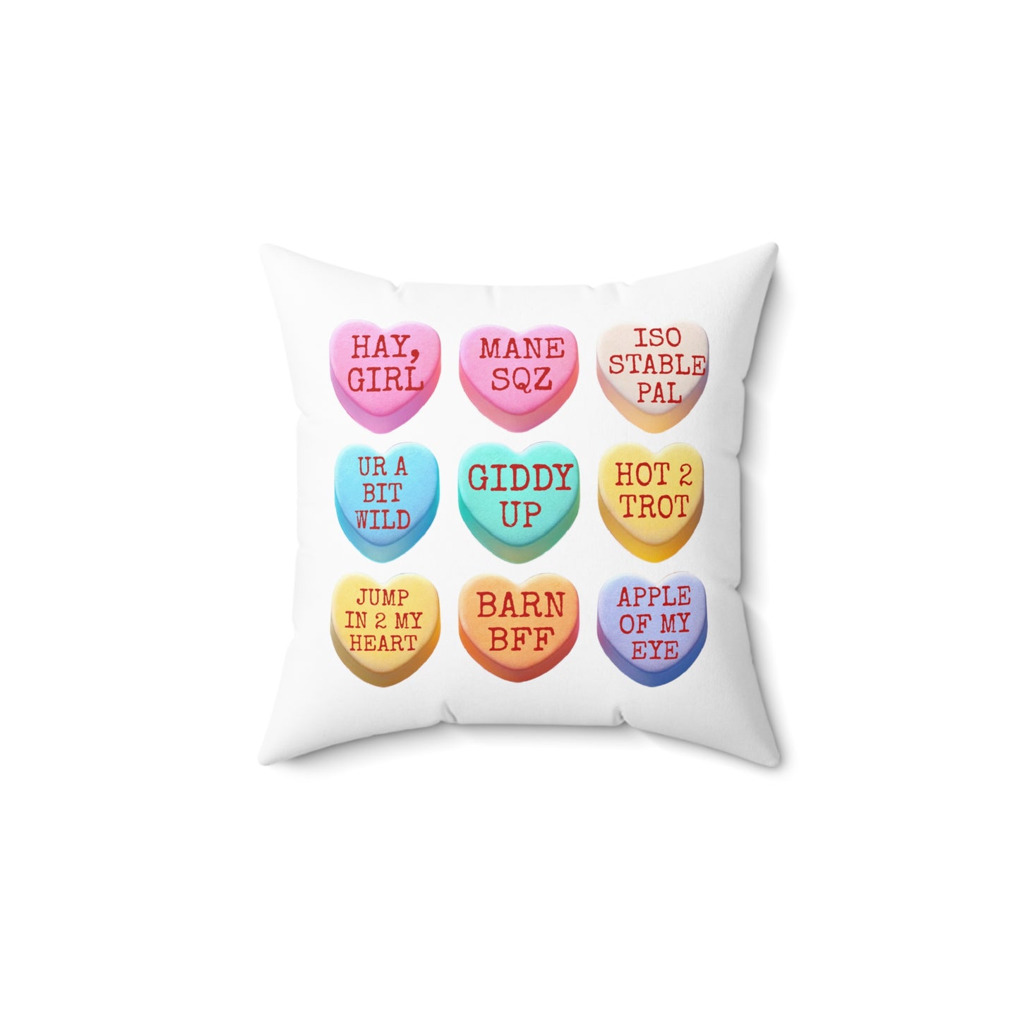 Horse Valentine Themed Conversation Hearts Throw Pillow