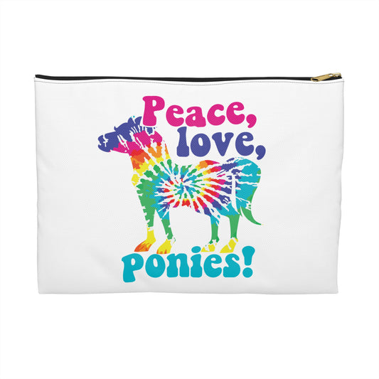 Peace Love Ponies Tie Dye Zipper Pouch Bag