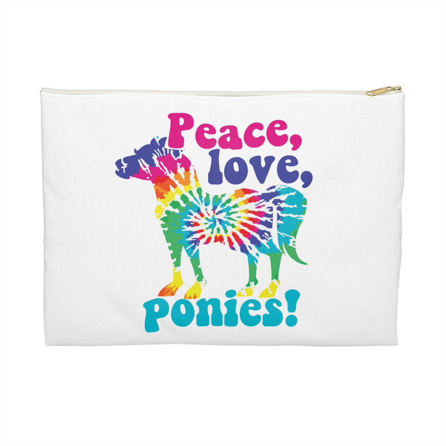 Peace Love Ponies Tie Dye Zipper Pouch Bag