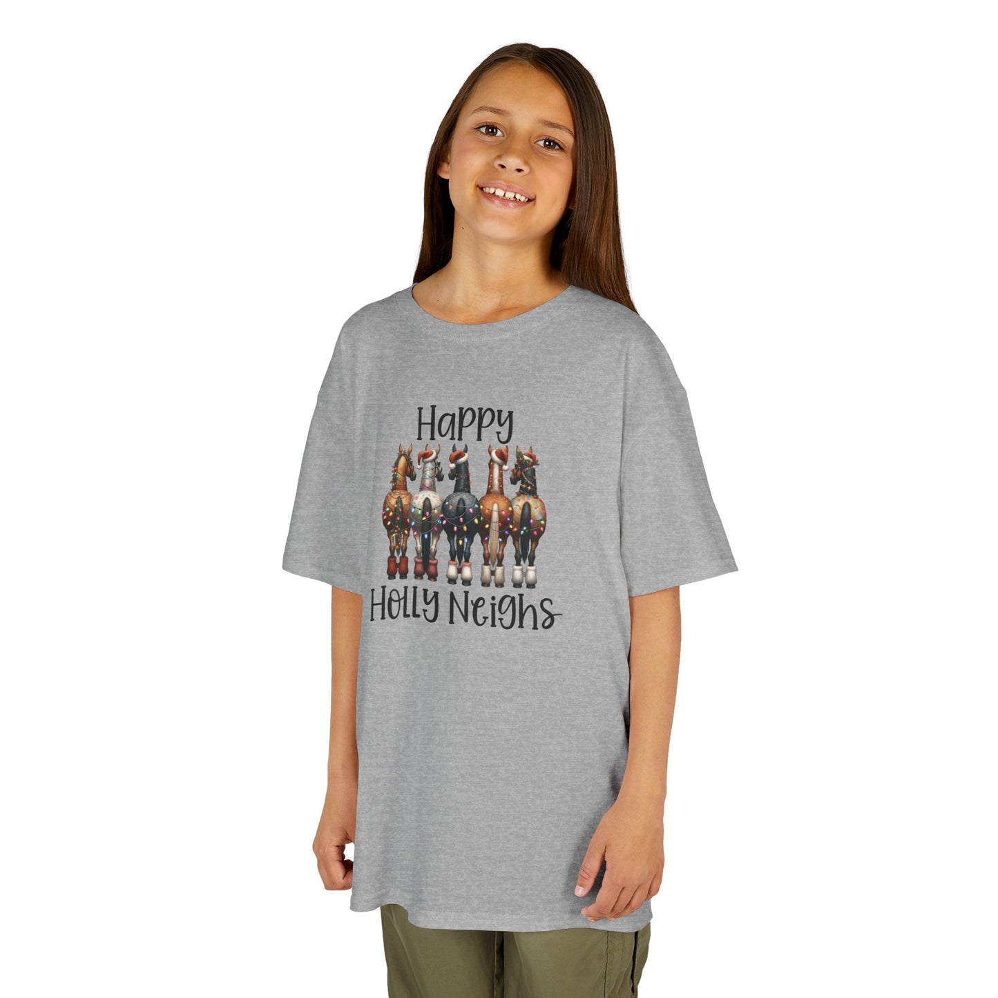 Happy Holly Neighs Christmas Holiday Horse Shirt (Youth)