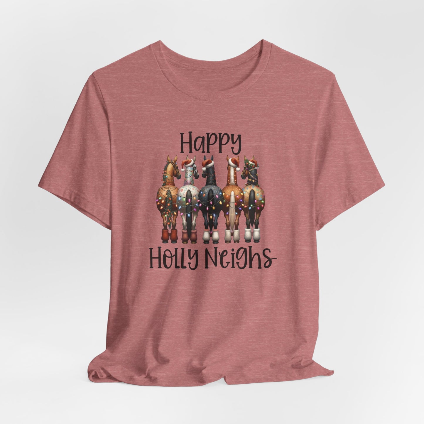 Happy Holly Neighs Christmas Holiday Horse Shirt (Adult)