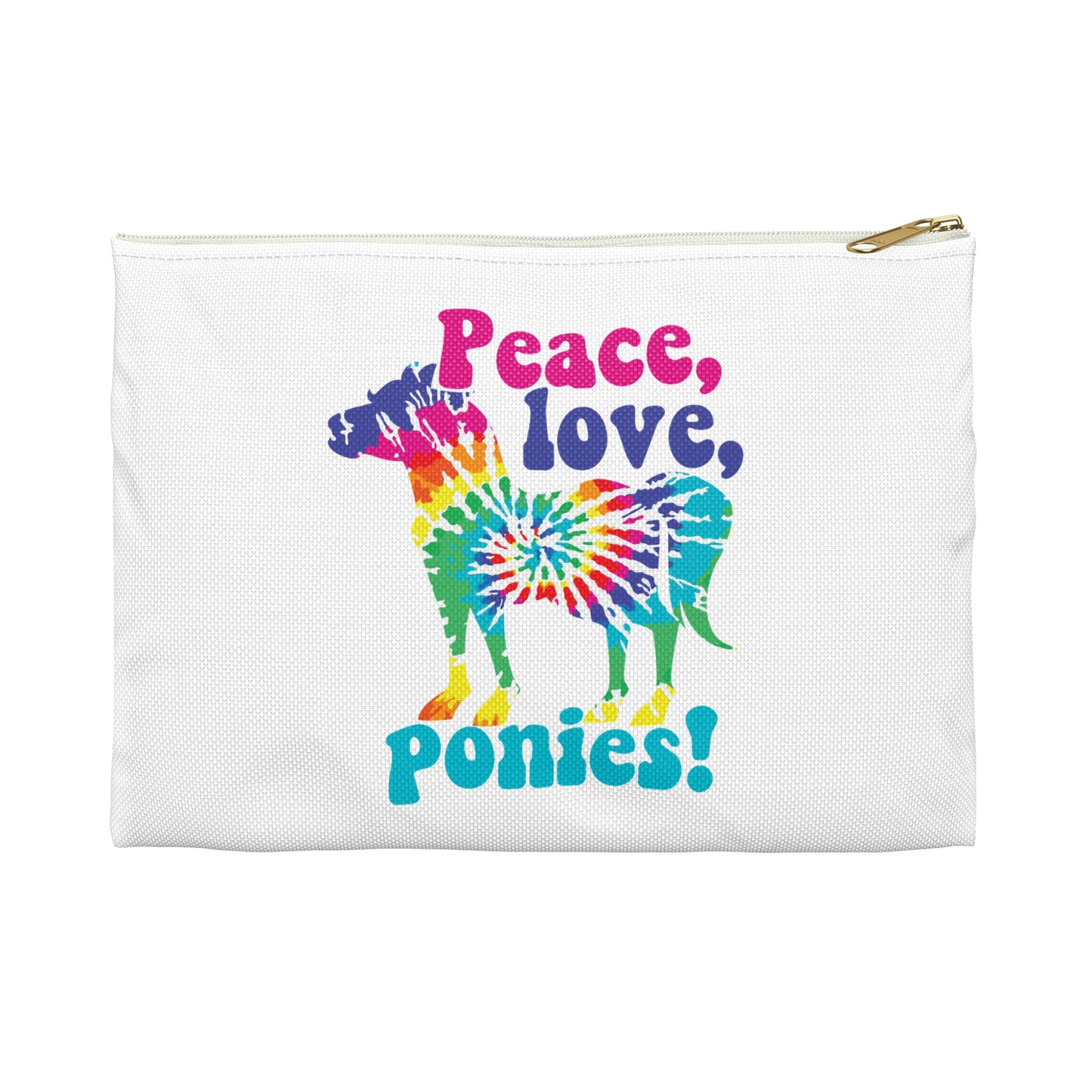 Peace Love Ponies Tie Dye Zipper Pouch Bag