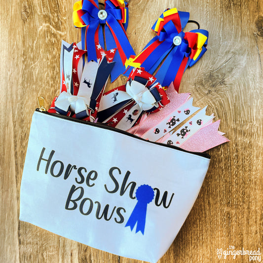 Blue Ribbon Horse Show Bows Zipper Pouch Bag