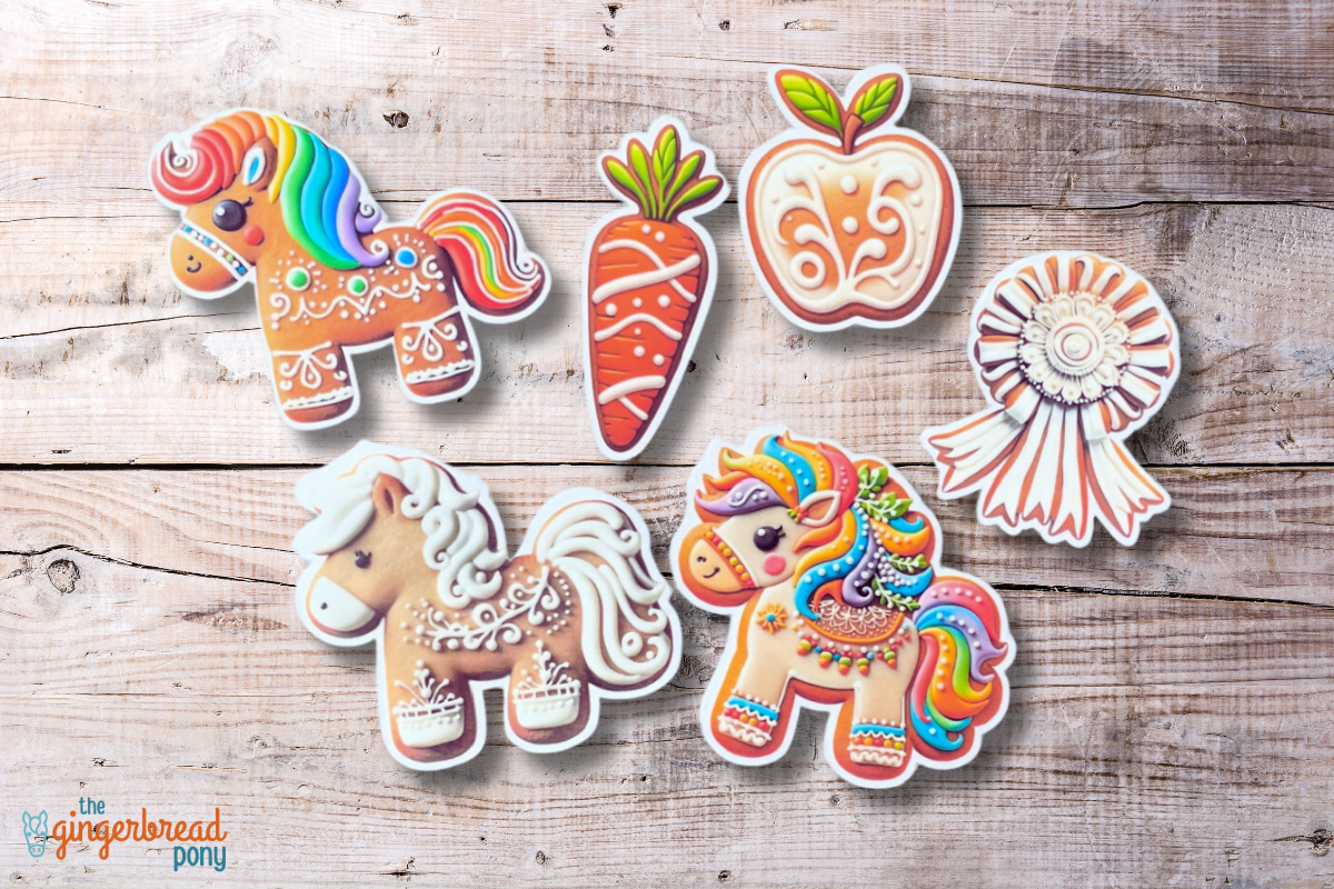 Gingerbread Pony Vinyl Stickers 6-Pack