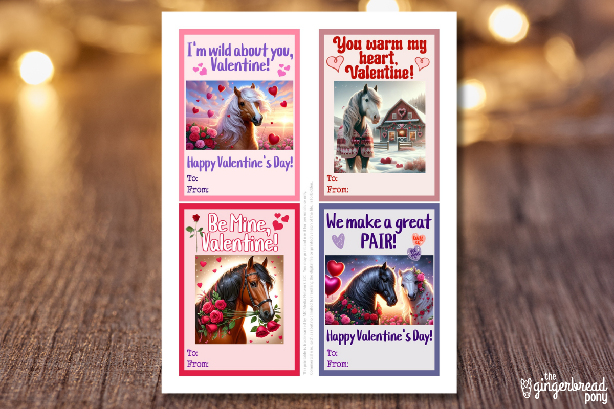 Horse Valentine Themed Horse Card Printables