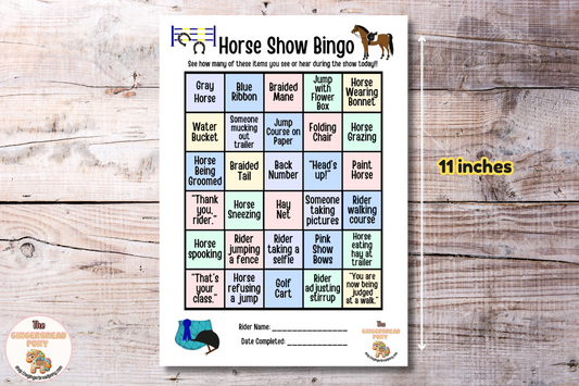 Horse Show Bingo Printable Activity