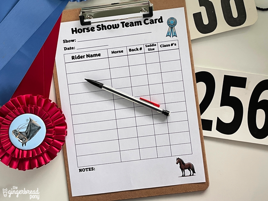 Horse Show Team Card Printable