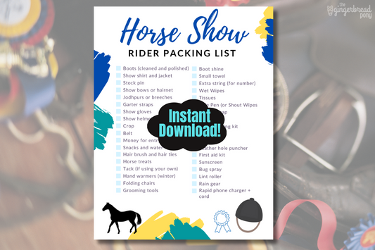 Horse Show Printable Packing Checklist