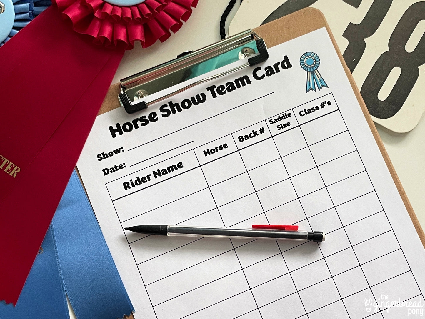 Horse Show Team Card Printable