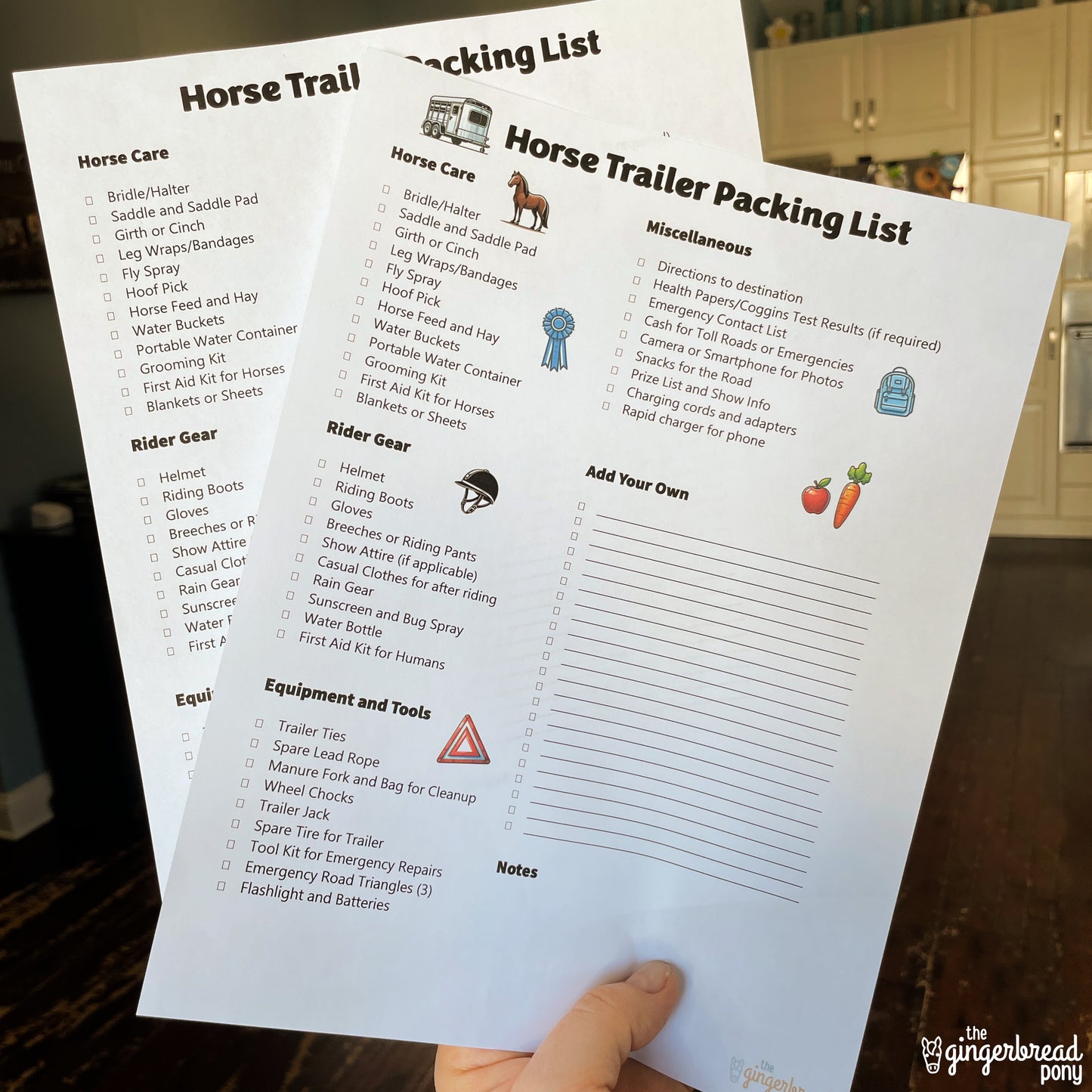 Horse Trailer Printable Packing List Checklist