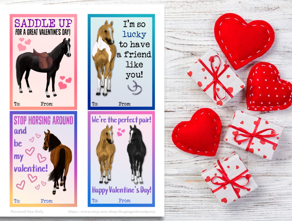 Horse Valentine Card Set Printable