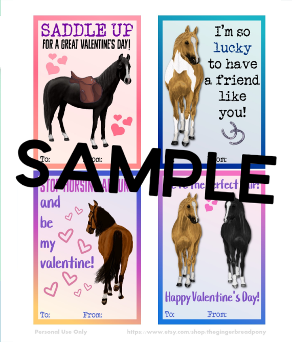 Horse Valentine Card Set Printable