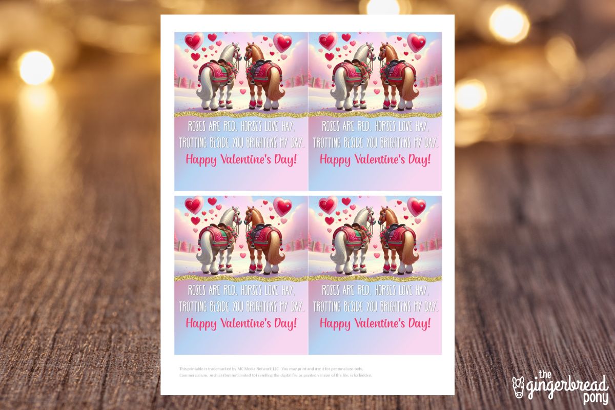 Horse Roses Are Red Poem Printable Valentine Cards