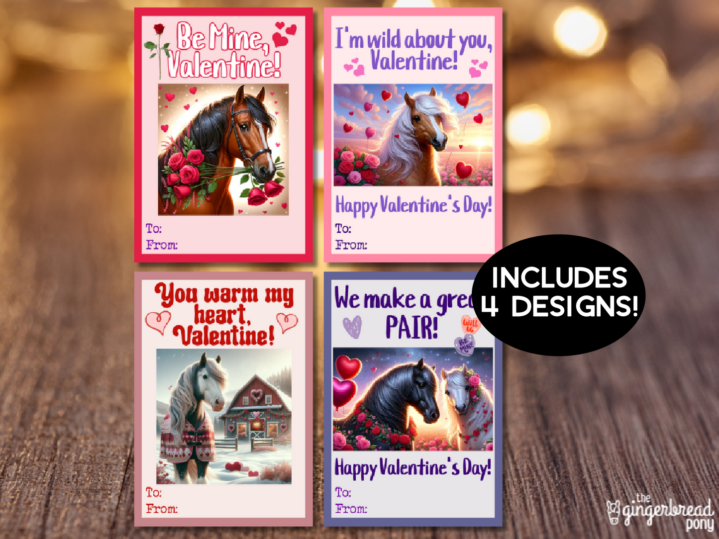 Horse Valentine Themed Horse Card Printables