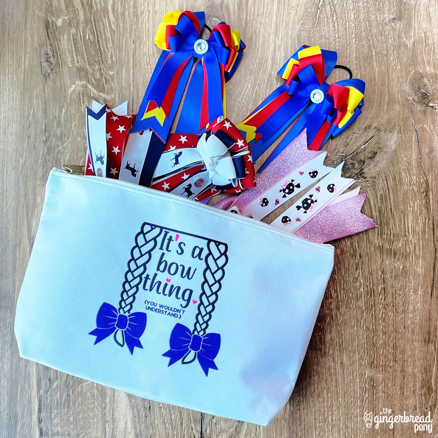 Equestrian Horse Show Bows Zipper Pouch Bag