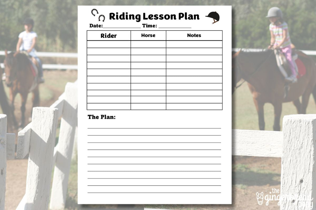 Horseback Riding Lesson Plan Printable Pages