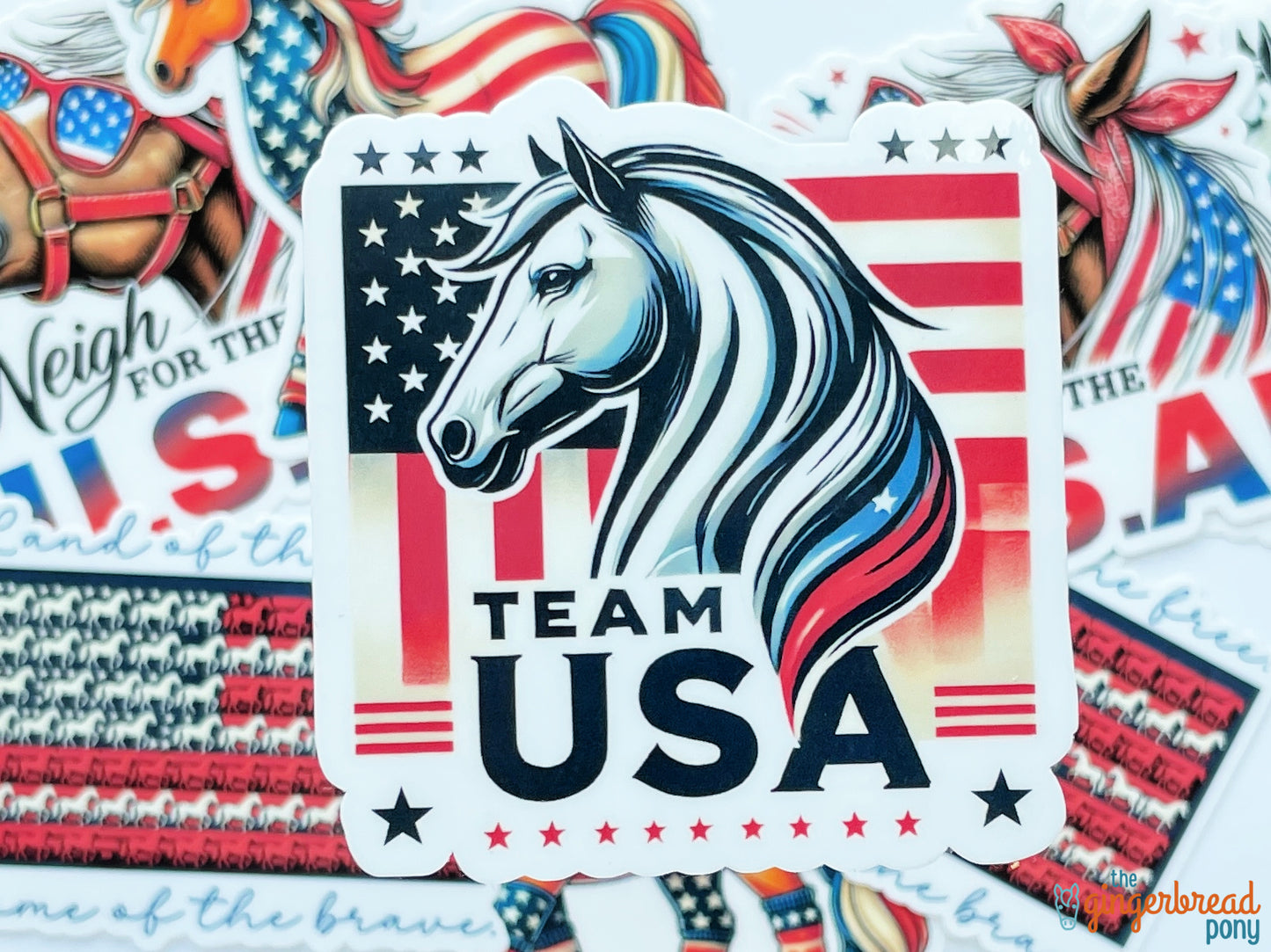 USA Patriotic Ponies Summer Games Vinyl Stickers 4-Pack