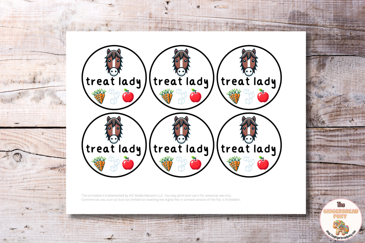 Treat Lady Horse Themed Printable Gift Tags